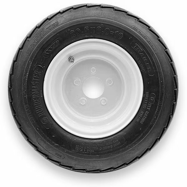 Rubbermaster 20.5x8.0-10 205/65D10 8 Ply Highway Rib Tire and 5 on 4.5 Stamped Wheel Assembly, Rubbermaster - Steel Master, Mfr#: 599095